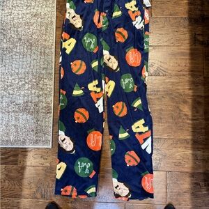 NWT ELF Pajama Bottoms with Festive Print